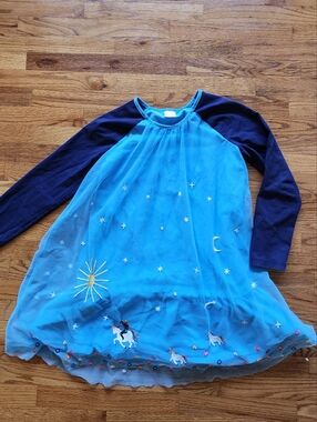 Hanna Andersson SZ 10 Embroidered Blue Tulle Dress